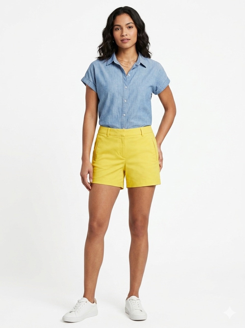 a.n.a Yellow Women's Tailored Cotton Chino Shorts Sz 6